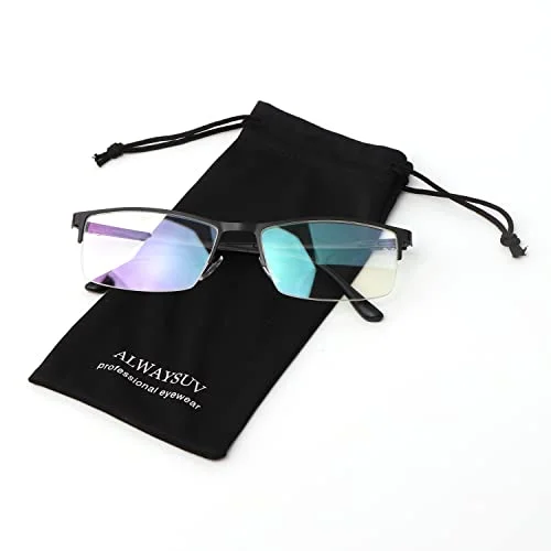 ALWAYSUV Fashion Black Half Frame Clear Lens Business Glasses Frame Women/Men 2