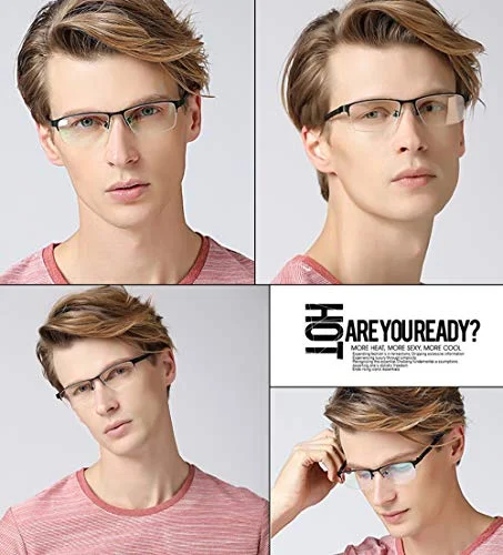 ALWAYSUV Fashion Black Half Frame Clear Lens Business Glasses Frame Women/Men 4