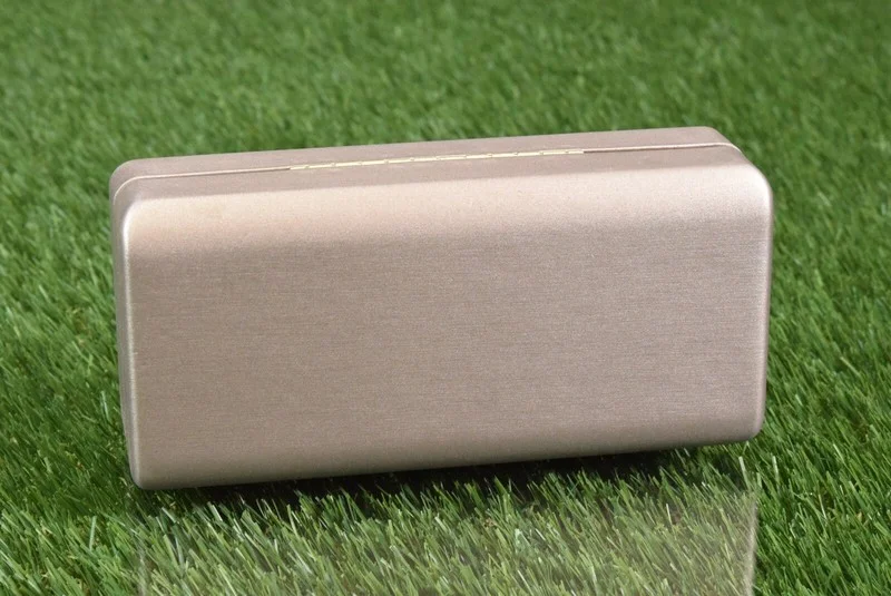 BVLGARI Eyeglasses Case Sunglass Case Gold W Pouch & Cloth New In Gift Box 4
