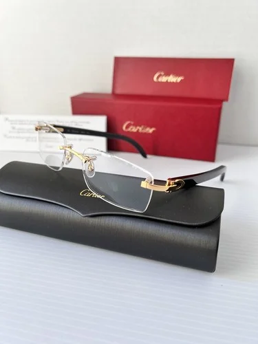 CARTIER C Decor CT0049O 001 Gold Black Buffalo Horn Temples ClearLens Eyeglasses