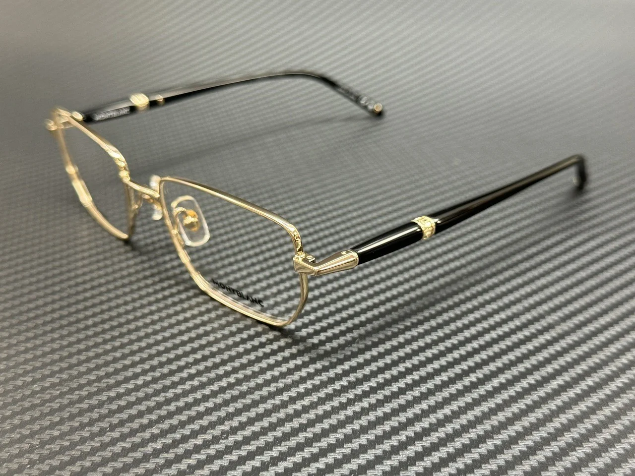 Gold Frame Glasses Rectangle Lens Wood Arm Fashion Eyeglasses Men Street Wear 4