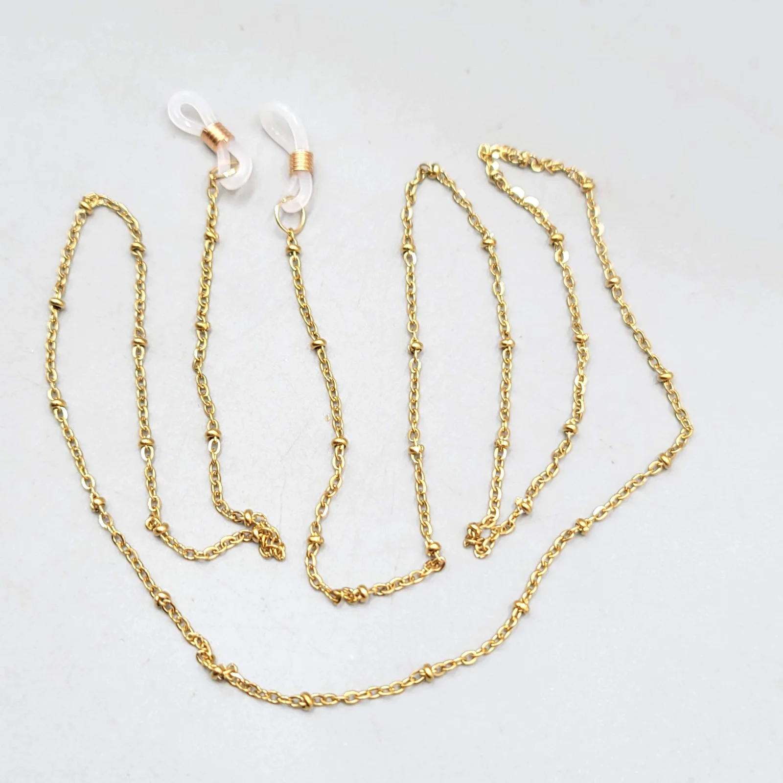 Gold tone Station Eyeglass Chain Holder Long 32 in