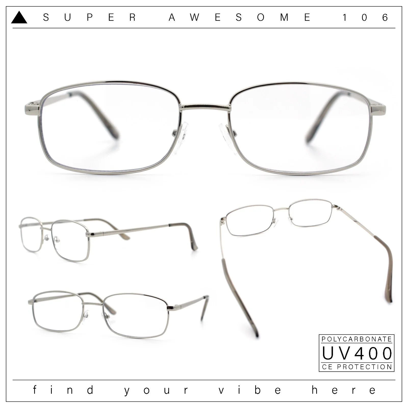 Mens Classic Narrow Rectangle Clear Lens Fashion Eyeglasses