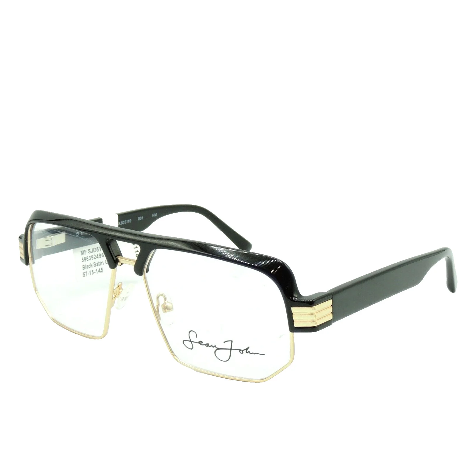 Sean John SJO 5110 001 Black Satin Gold Eyeglass Frames 57 15 145