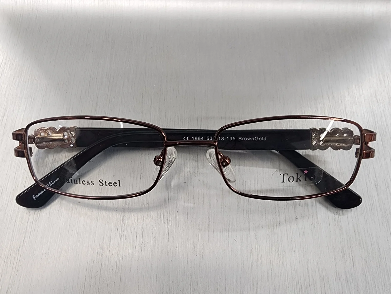 TOKIO Eyeglasses 1864 Metal Frames 53-18-135 Brown Gold NEW