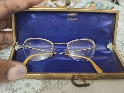 Vintage Opticase SpectraPurse Mid Century Modern Gold Eyeglasses Case 3